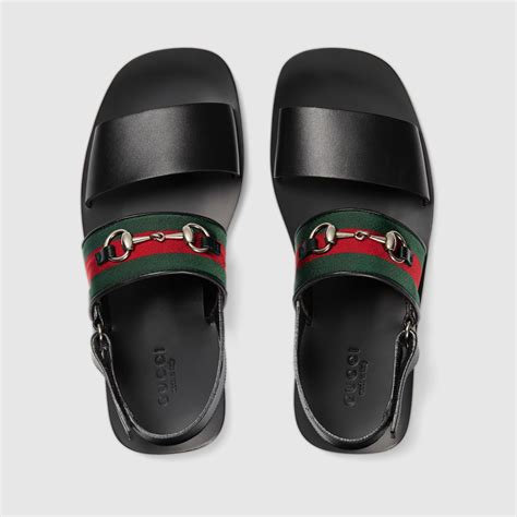 gucci sandals gold white leather|Gucci leather sandals for men.